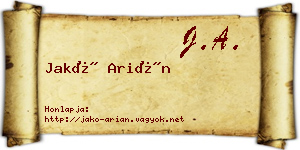 Jakó Arián névjegykártya